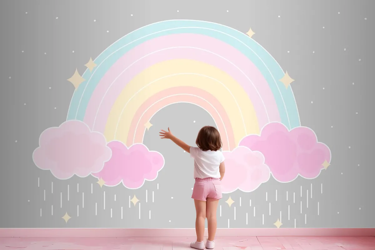 Flat Style Colorful Rainbow Wallpaper Mural