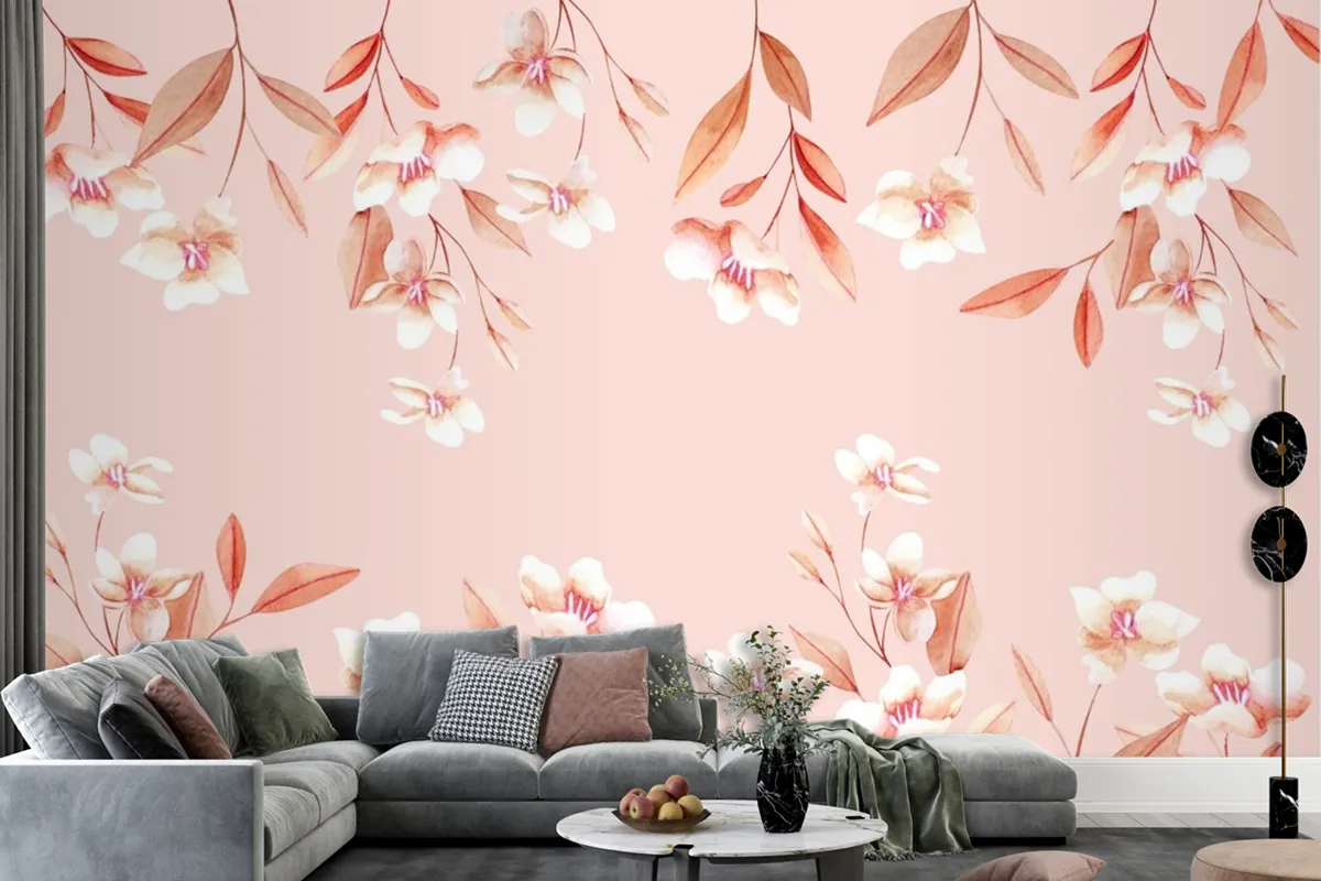 Floral Background With Soft Colors Wallpaper Mural