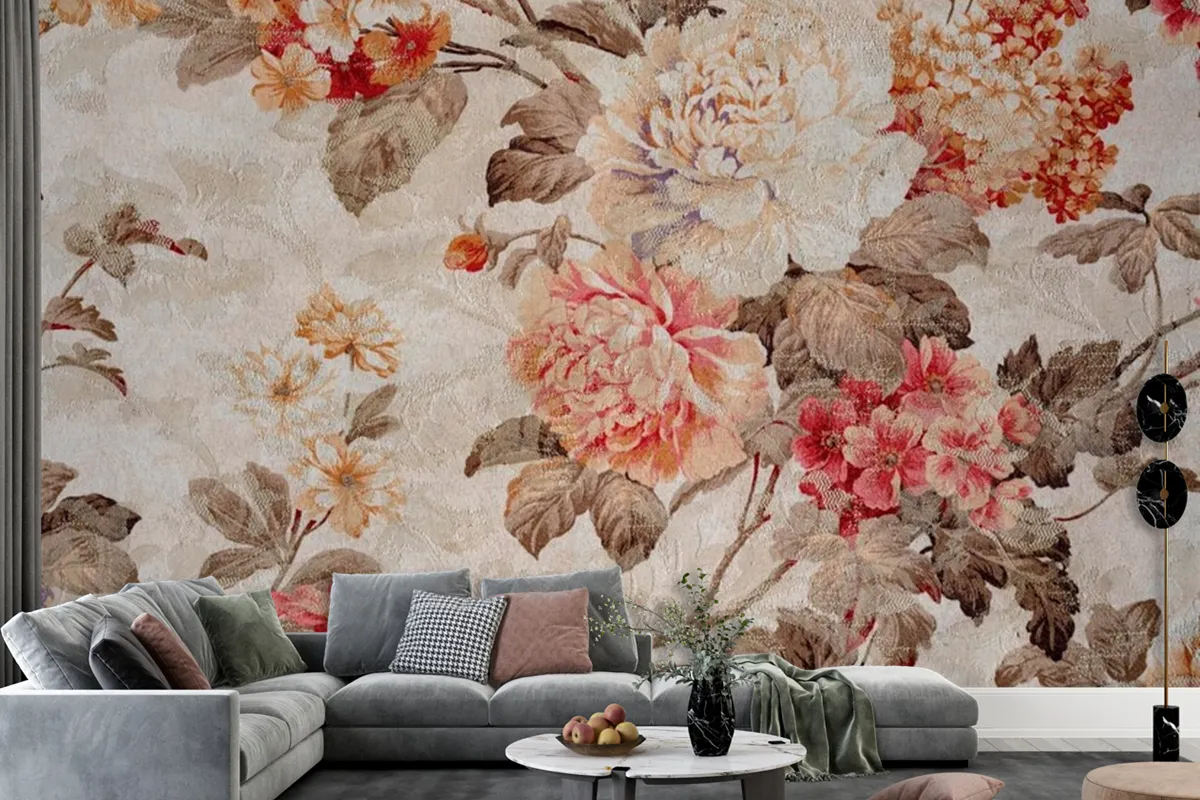 Floral Pattern Fabric Texture Wallpaper Mural