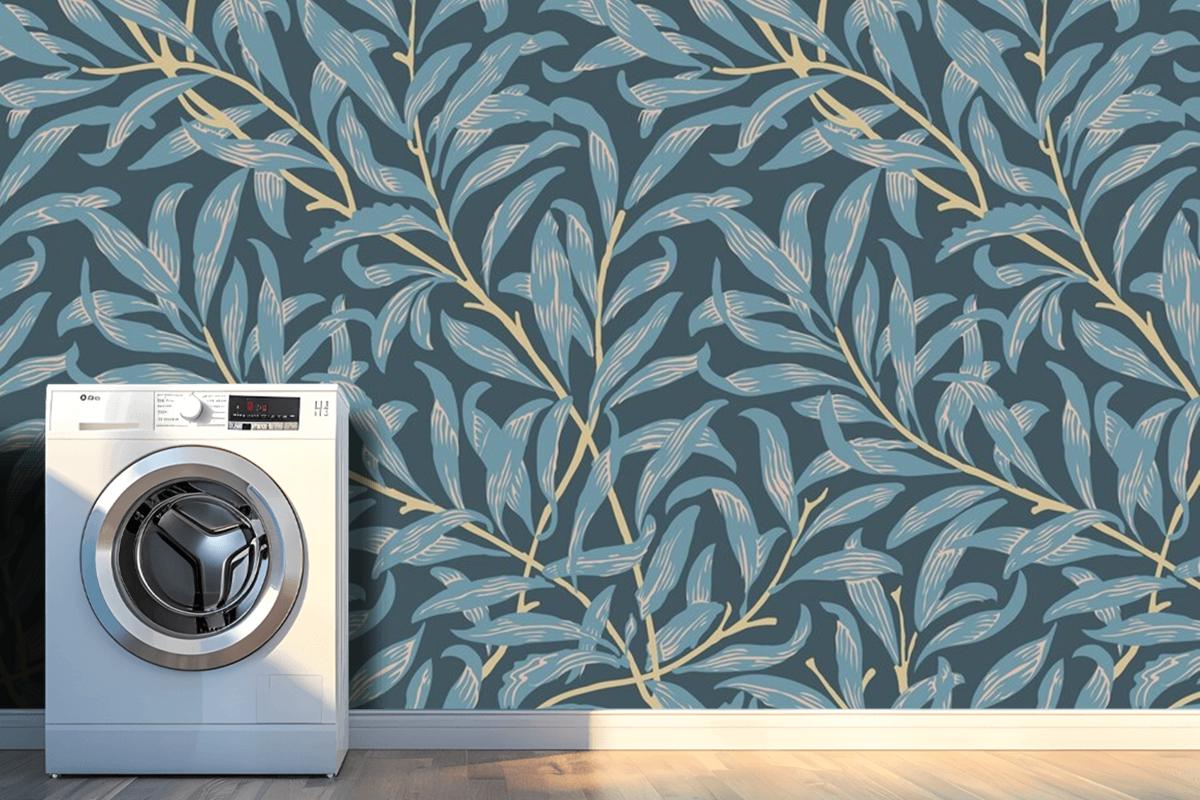 Floral Pattern Design Laundry Room Wallpaper Mural