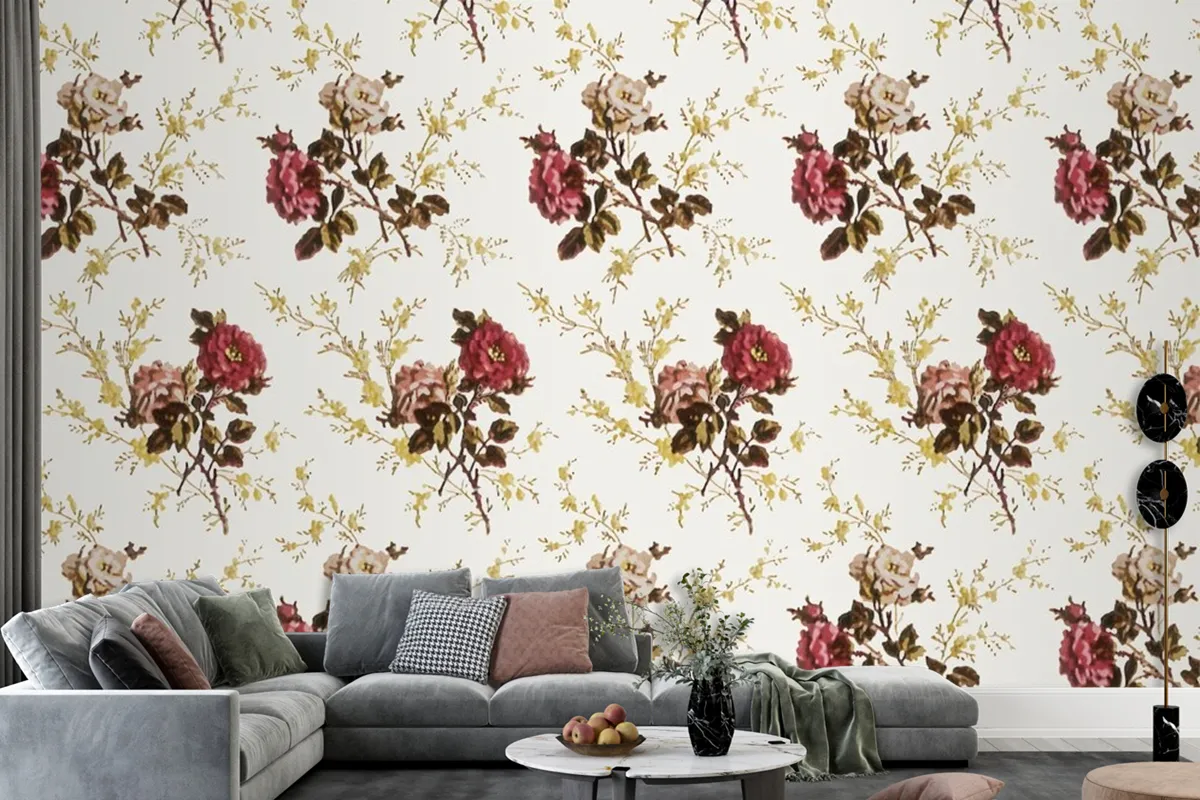 Floral Vintage Style Seamless Pattern Wallpaper Mural