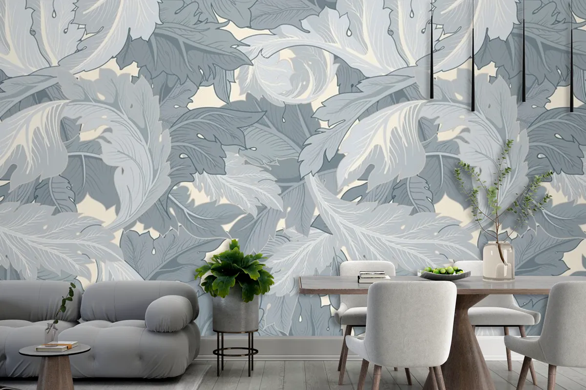 Flower Pattern Dining Room Wallpaper Mural