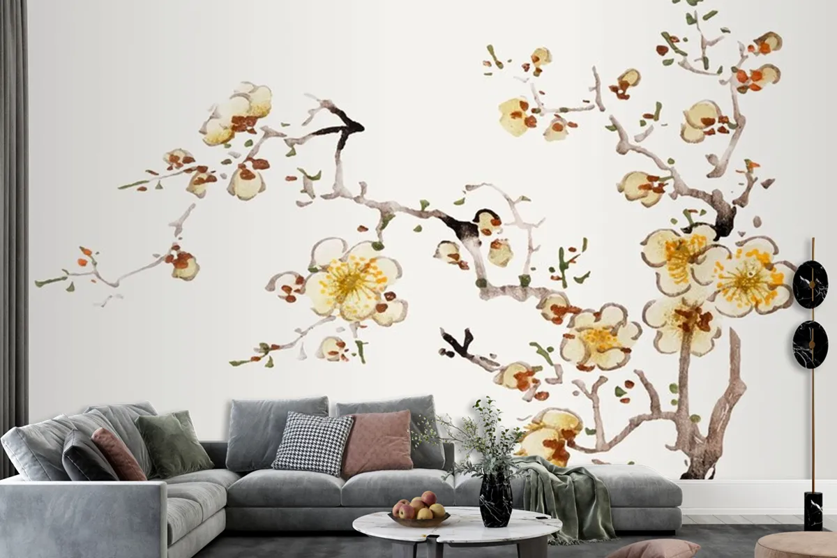 Flower Botanical Art Print Wallpaper Mural