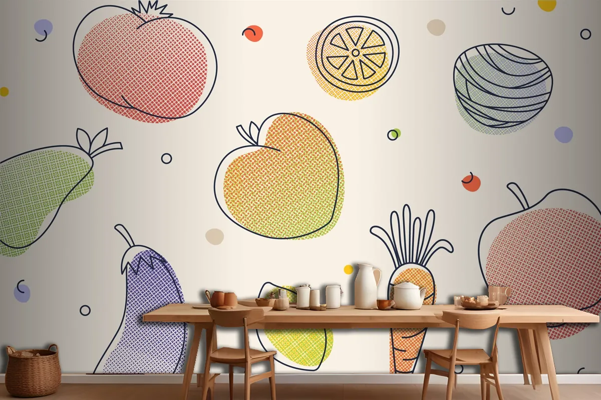 Fruits And Vegetables Kitchen Wallpaper Mural