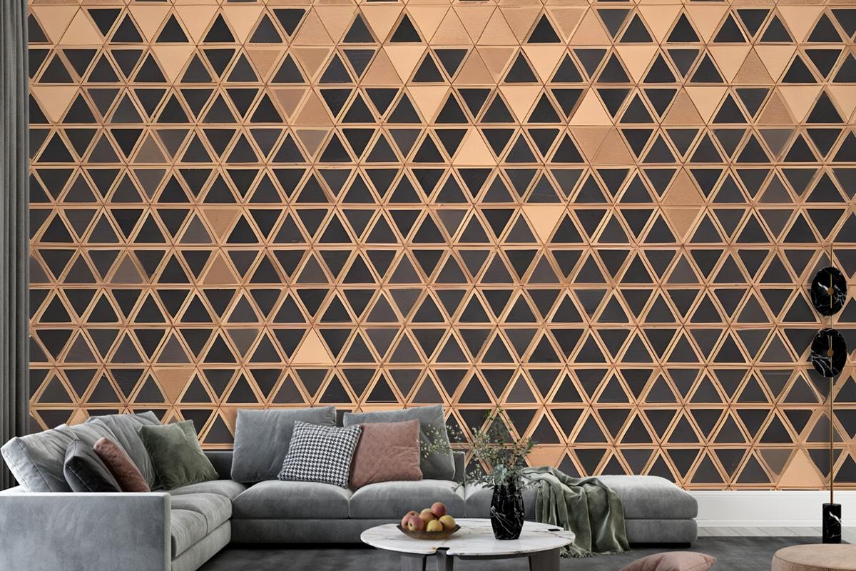 Geometric Triangle Shape Wood Texture Effect Wall Mural