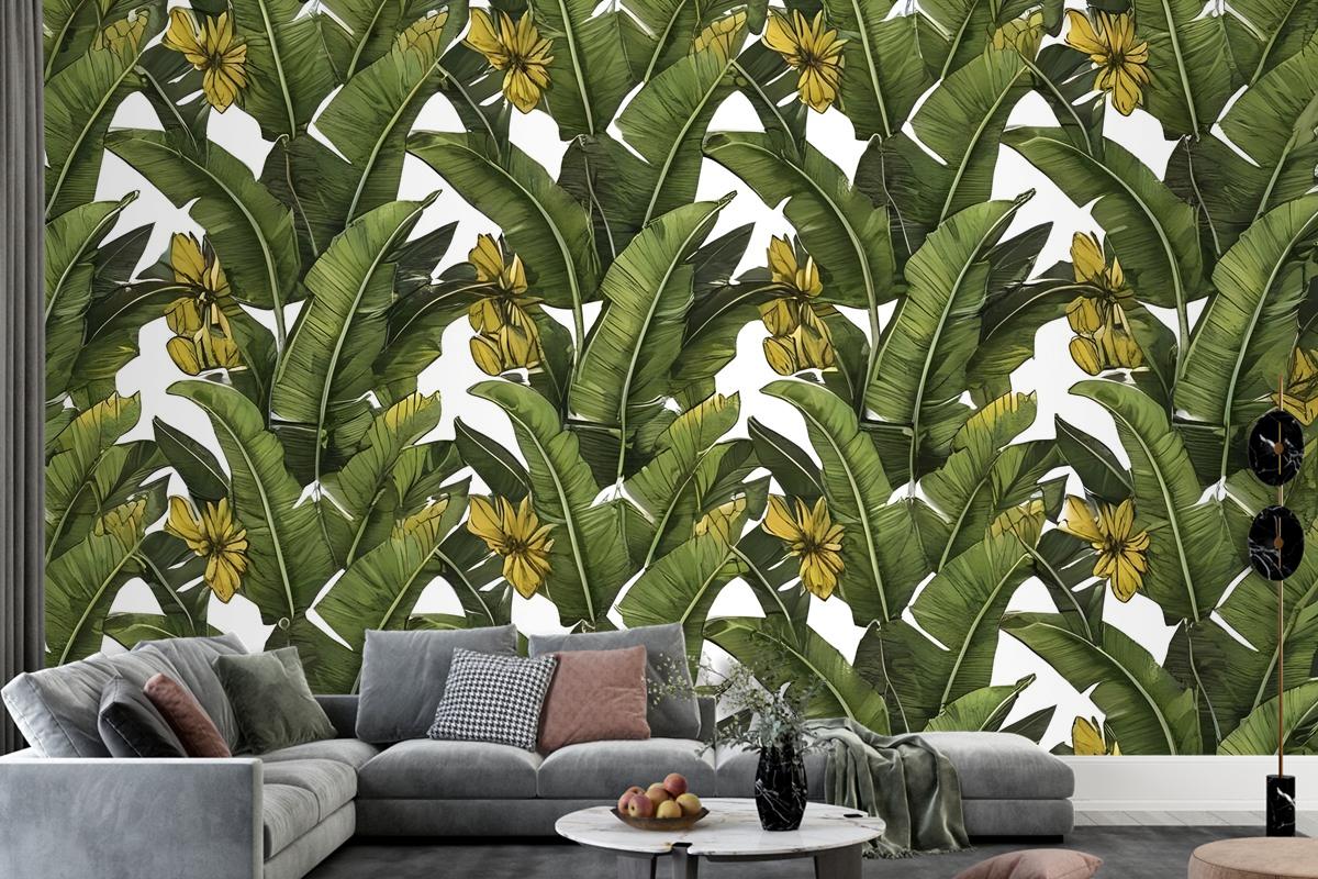 Green Banana Leaves Wallpaper Mural