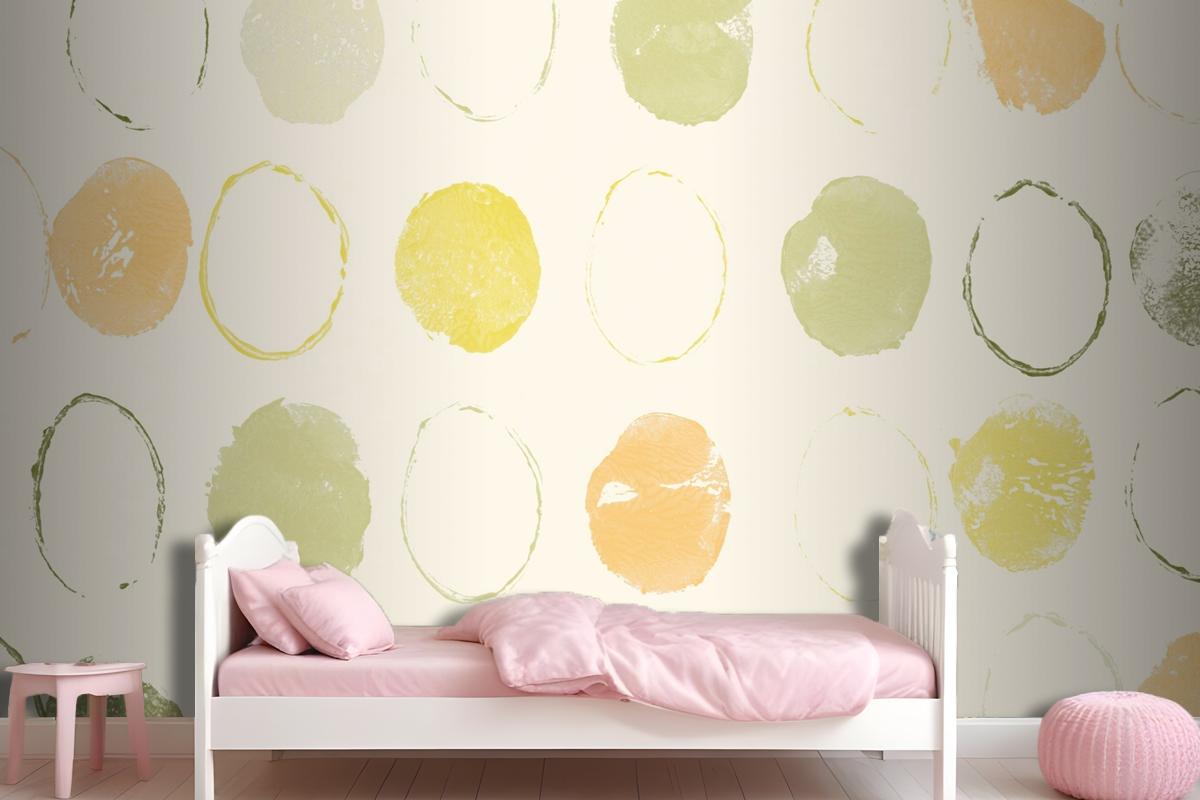 Green Circle Pattern Background Handmade Prints Wallpaper Mural