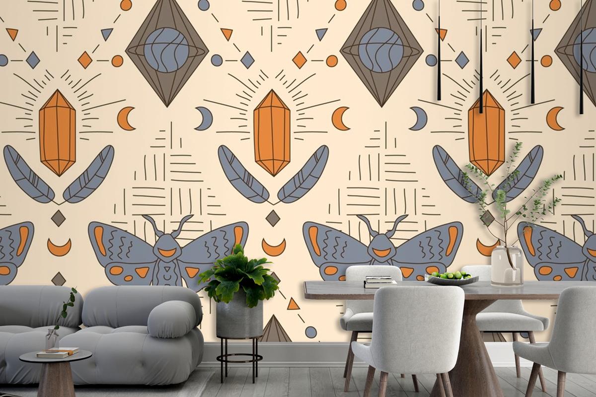 Hand Drawn Boho Geometric Pattern Wallpaper Mural