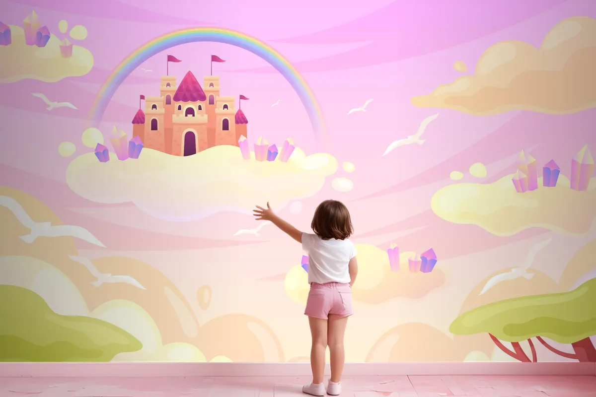 Hand Drawn Fairytale Background Girl Wallpaper Mural