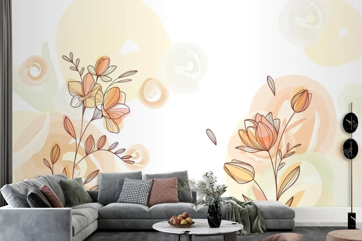 Hand Drawn Flowers Background Wallpaper Mural