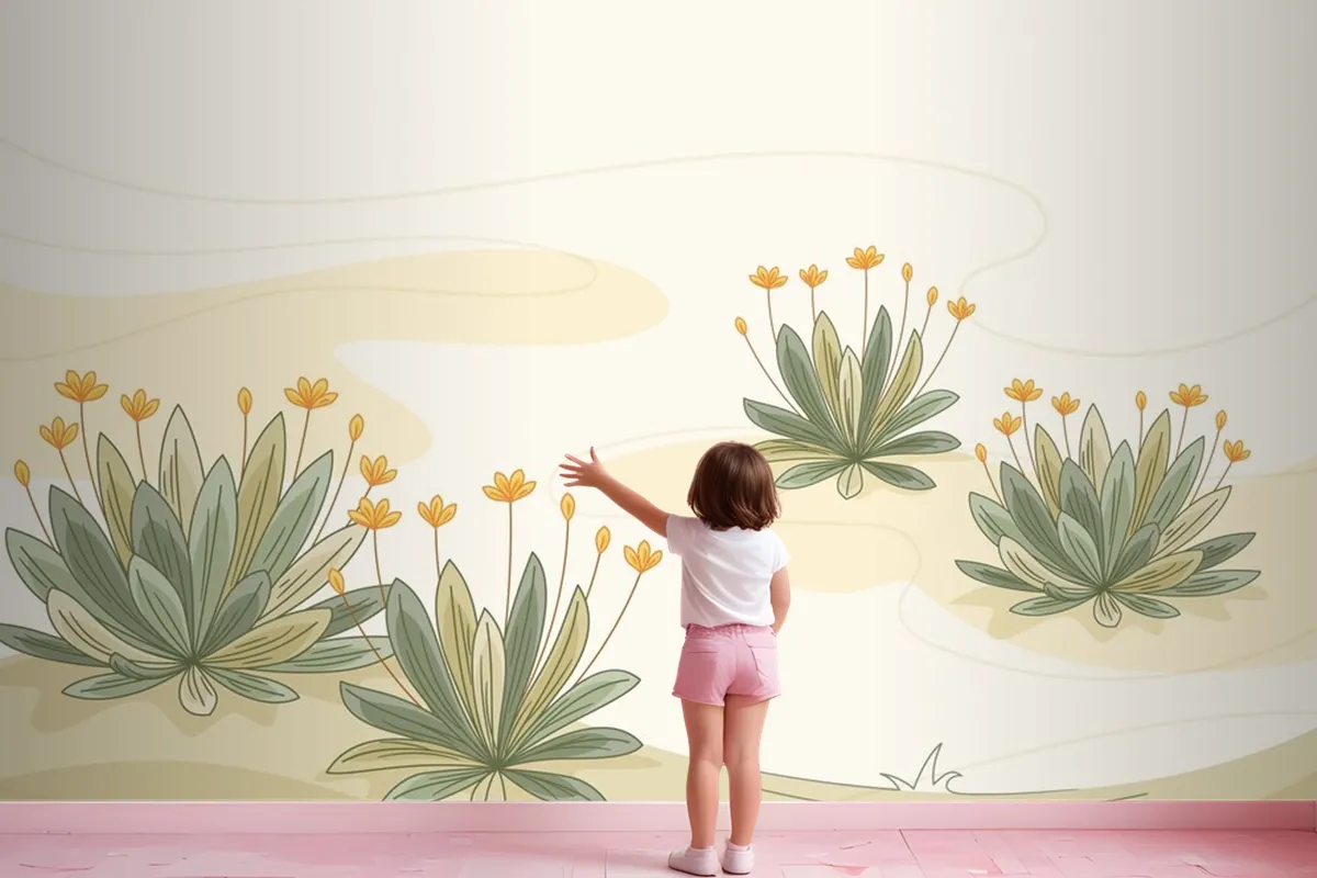 Hand Drawn Frailejon Plant Background Wallpaper Mural