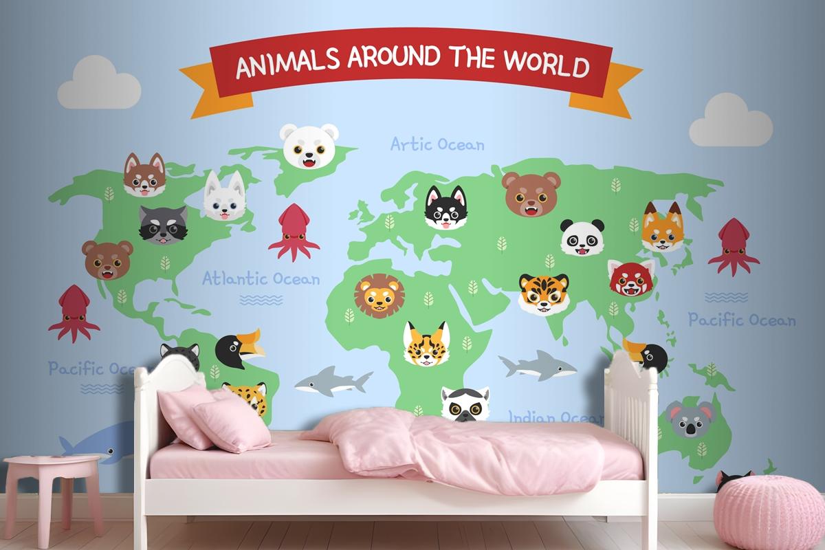 Hand Drawn Kids Map Wallpaper Mural