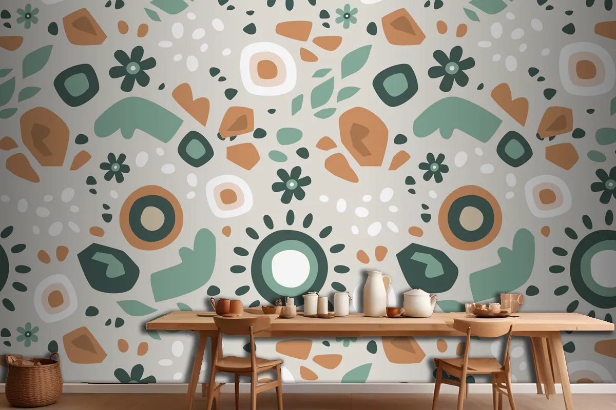 Hand Drawn Muted Colors Pattern Design Wallpaper Mural