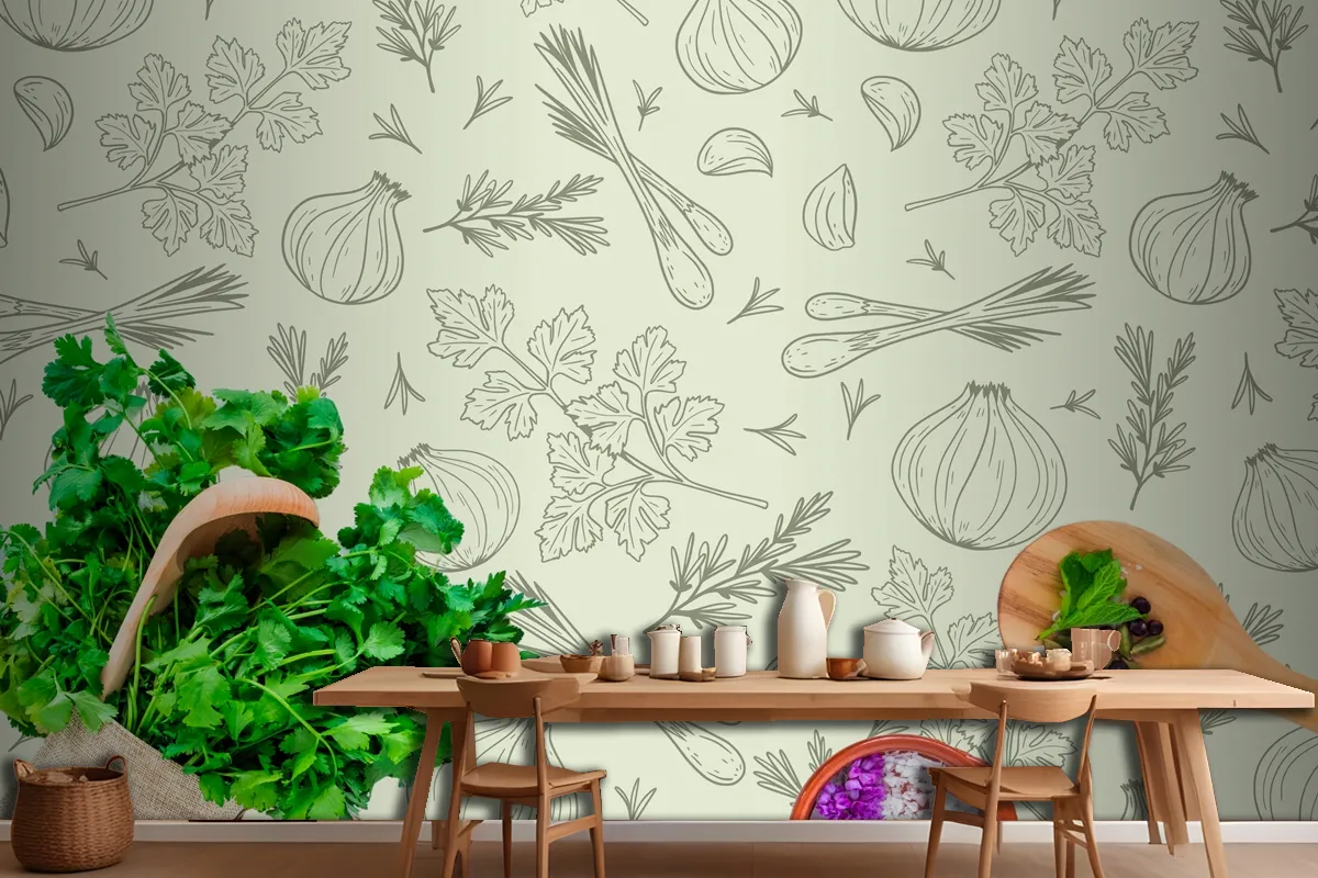 Hand Drawn Pattern Background Kitchen Wallpaper Mural