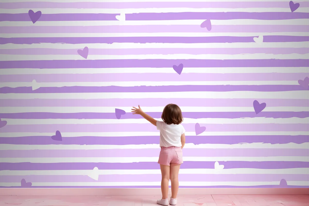 Hand Drawn Purple Striped Background Wallpaper Mural