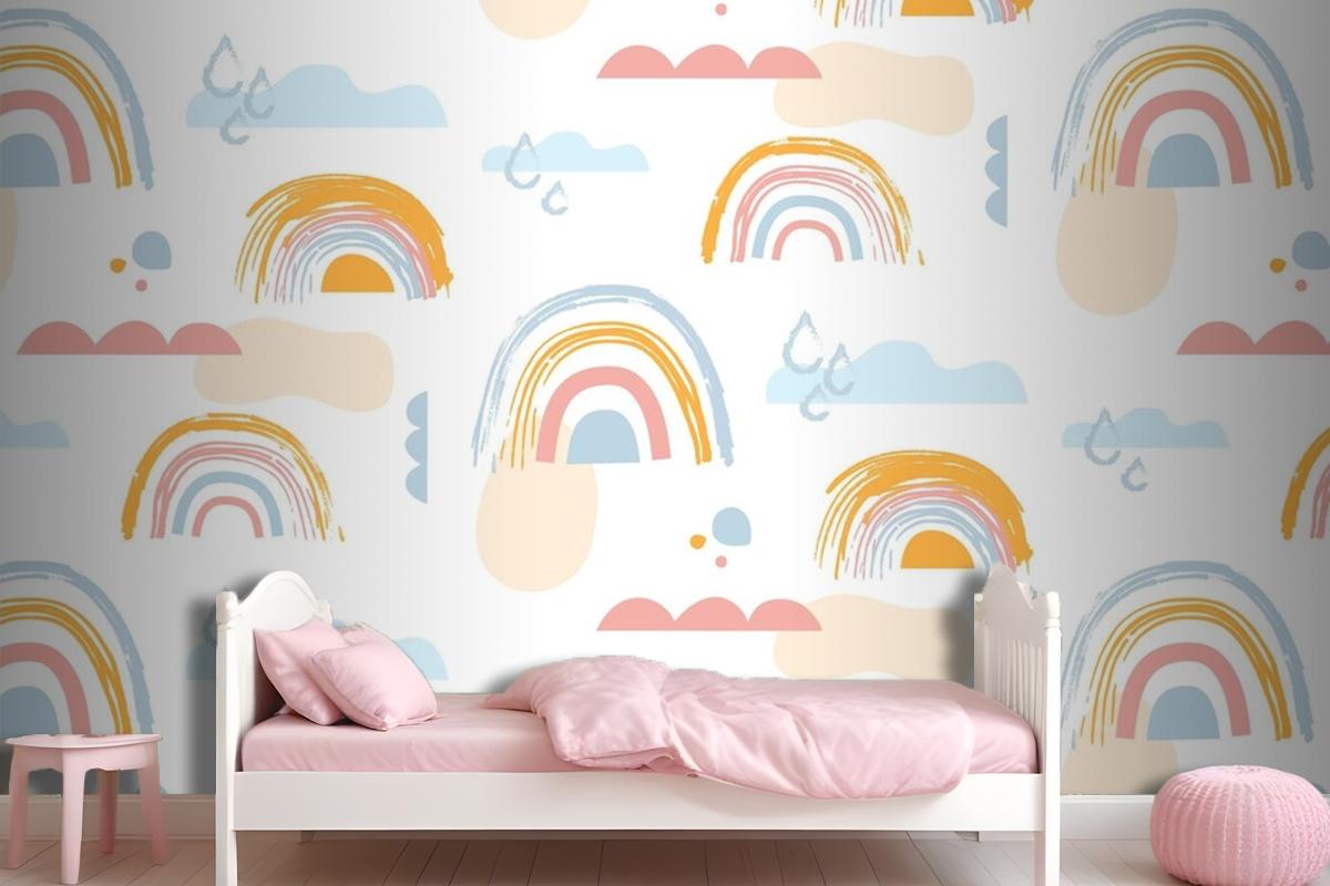 Hand Drawn Rainbow Pattern Design Girl Wallpaper Mural