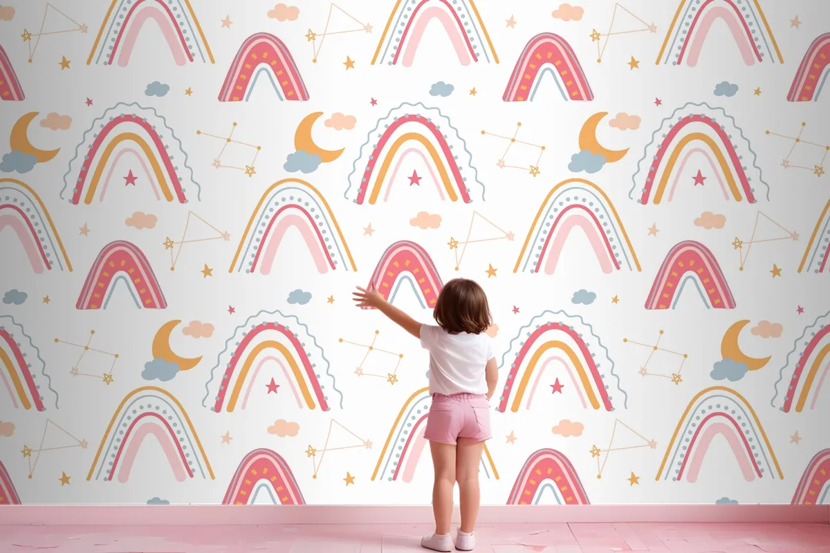 Hand Drawn Rainbow Pattern Wallpaper Mural