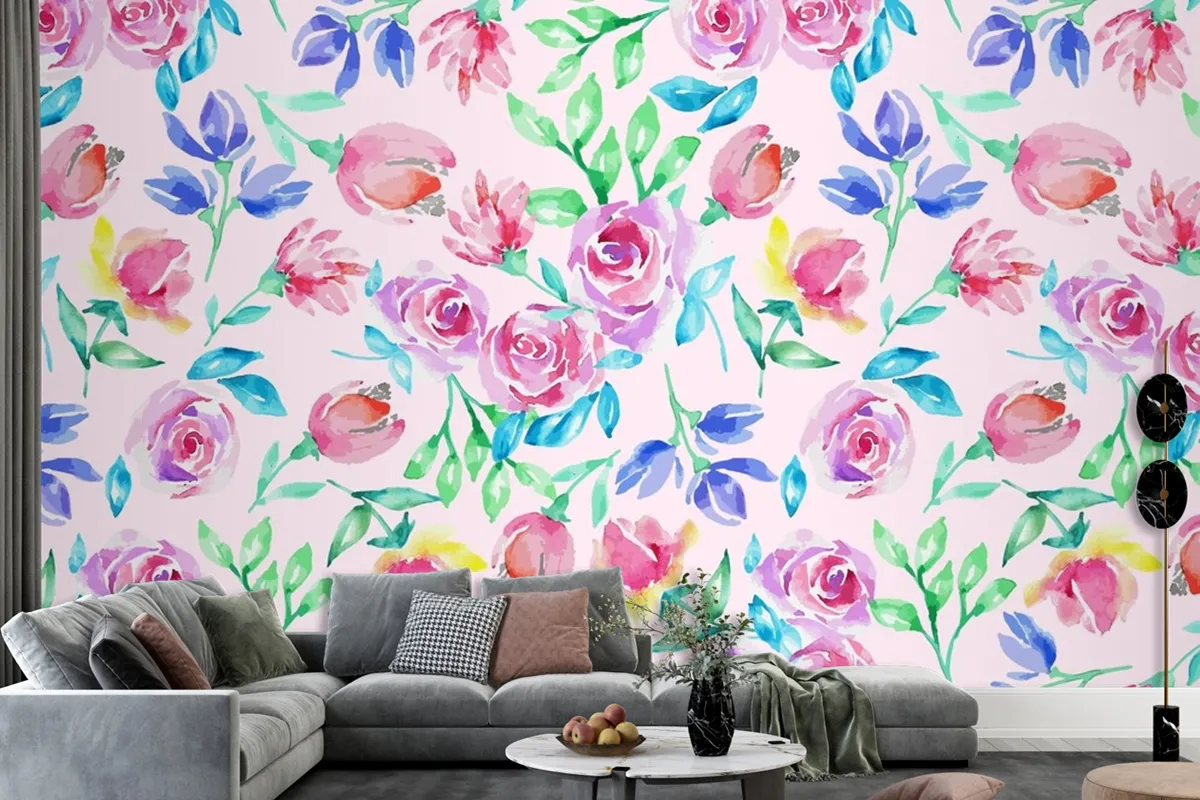 Hand Drawn Small Flowers Pattern Wallpaper Mural