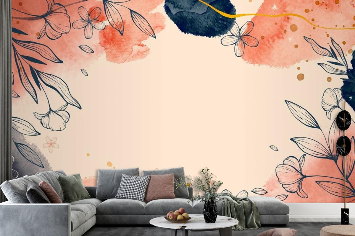 Hand Drawn Watercolor Floral Background Wallpaper Mural