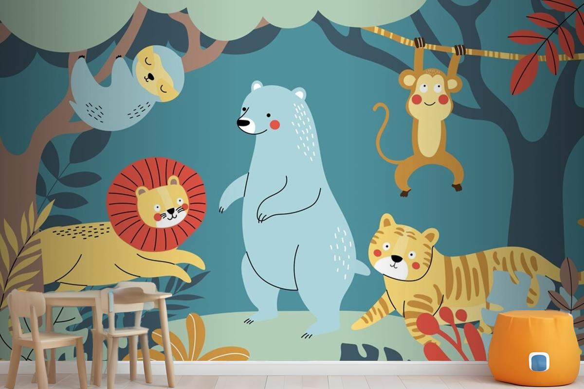 Hand Drawn Wildlife Background Wallpaper Mural