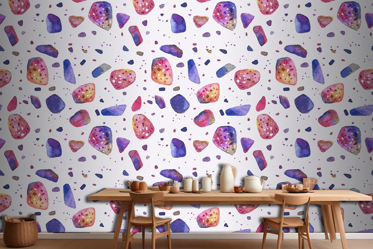 Hand Painted Colorful Terrazzo Pattern Wallpaper Mural