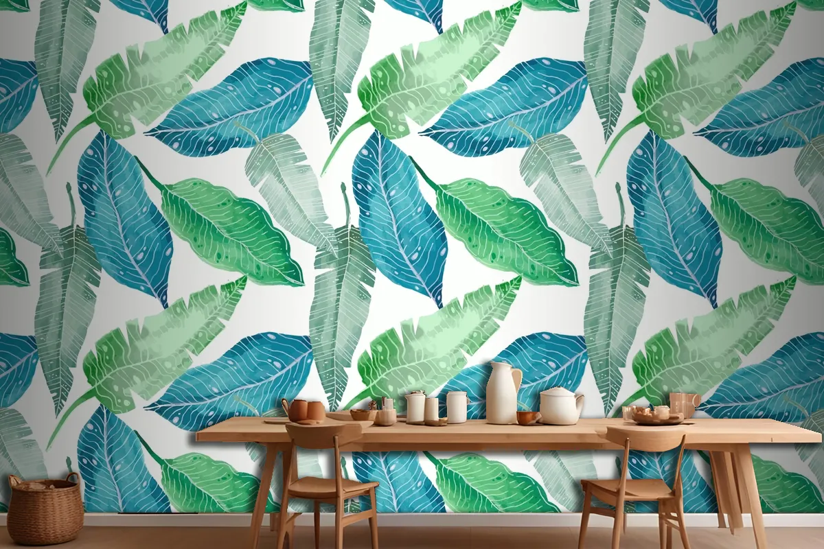 Hand Painted Summer Tropical Pattern Wallpaper Mural