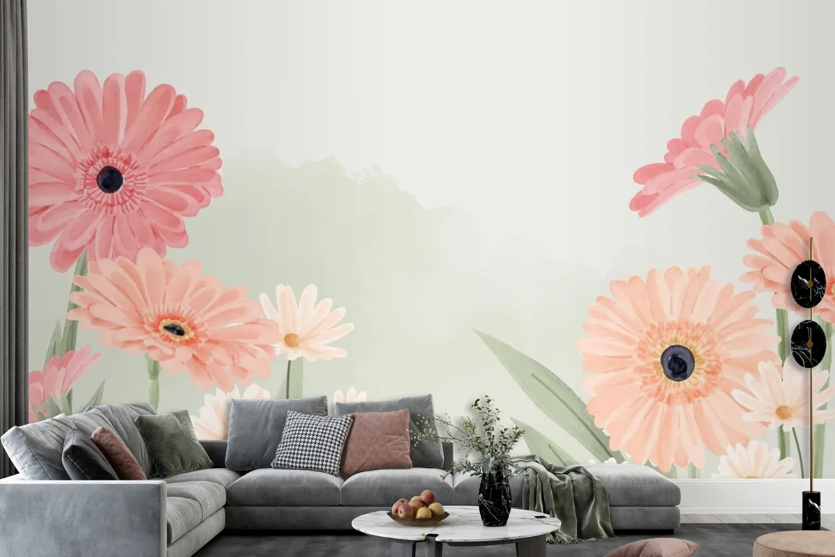 Hand Painted Watercolor Floral Background Wallpaper Mural