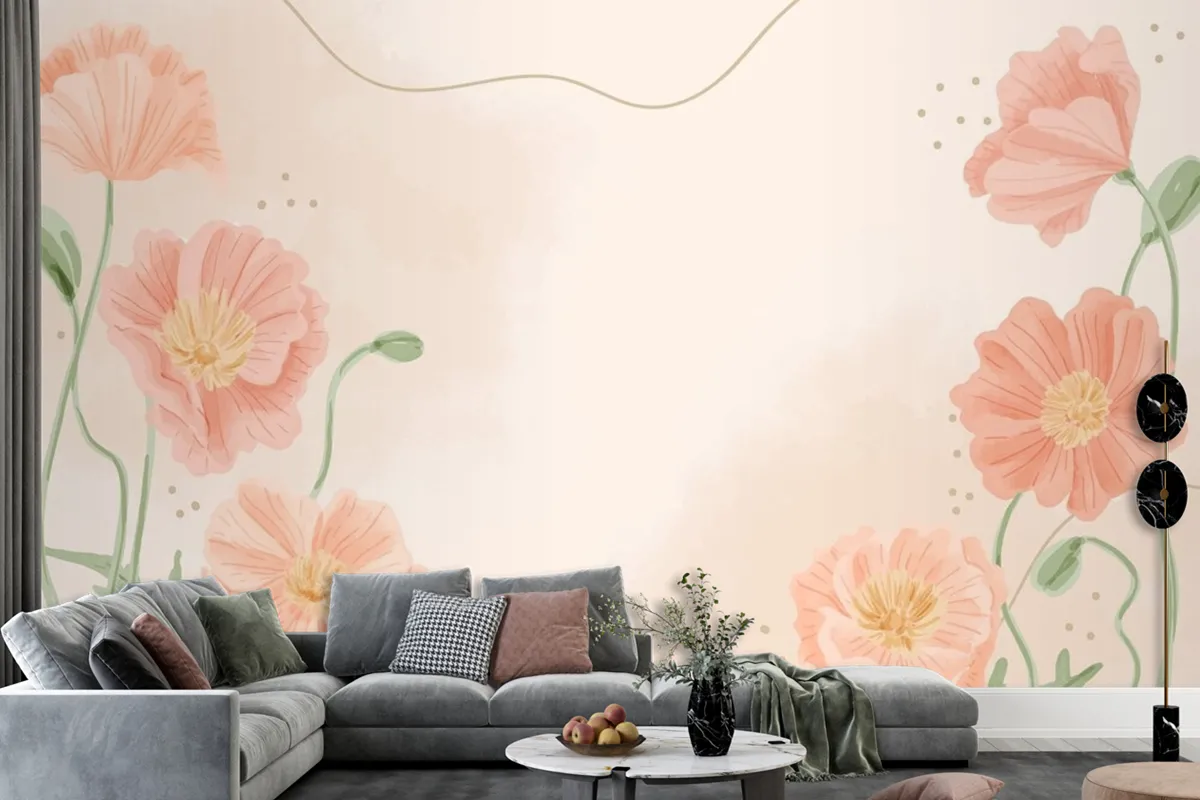 Hand Painted Watercolor Floral Background Wallpaper Mural