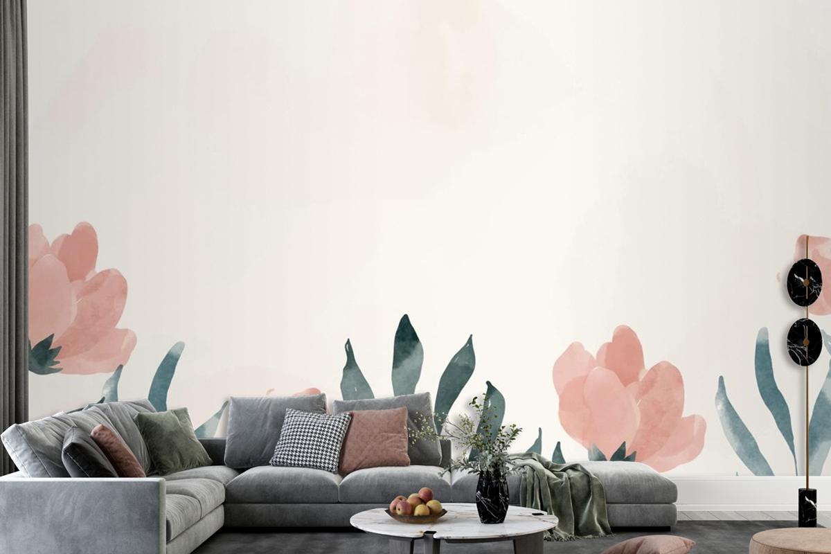 Hand Painted Watercolor Floral Background Wallpaper Mural