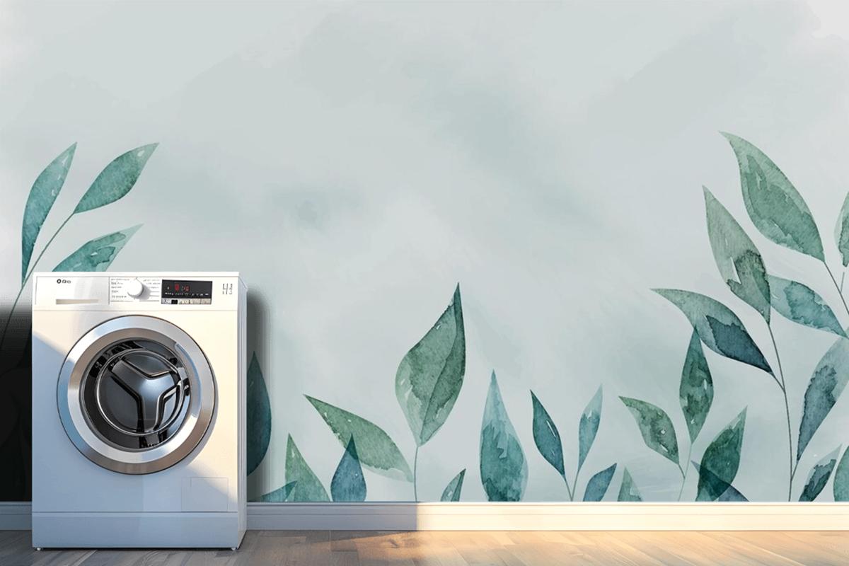 Hand Painted Watercolor Nature Background Laundry Room Wallpaper Mural