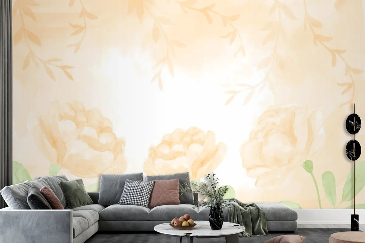 Hand Painted Watercolor Nature Background Wallpaper Mural