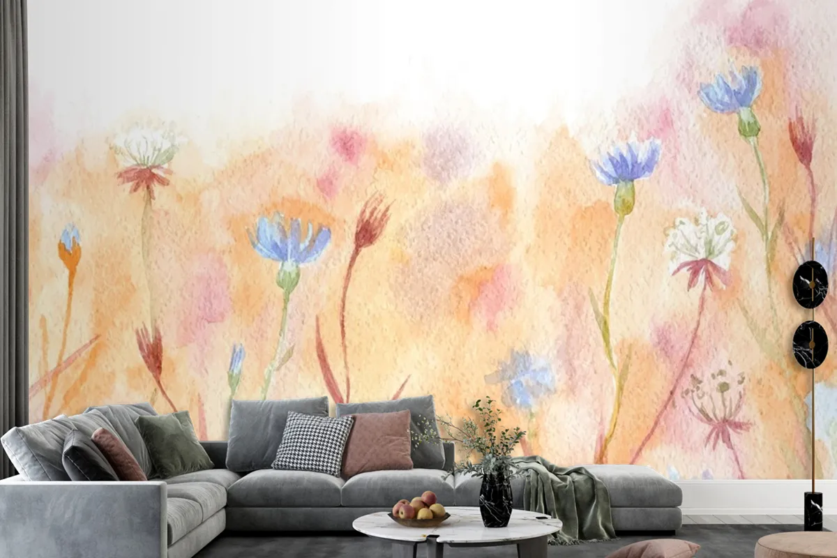 Hand Painted Watercolor Nature Wallpaper Mural