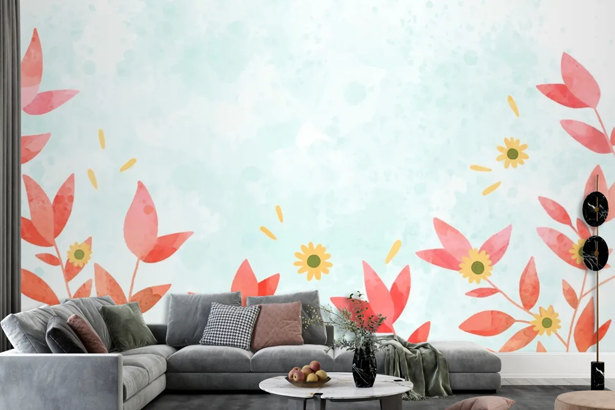 Hand Painted Watercolor Nature Background Wallpaper Mural