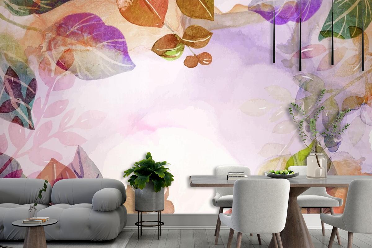 Hand Painted Watercolor Nature Background Wallpaper Mural 