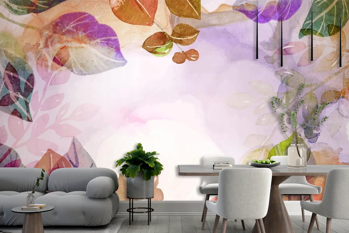 Hand Painted Watercolor Nature Background Wallpaper Mural 