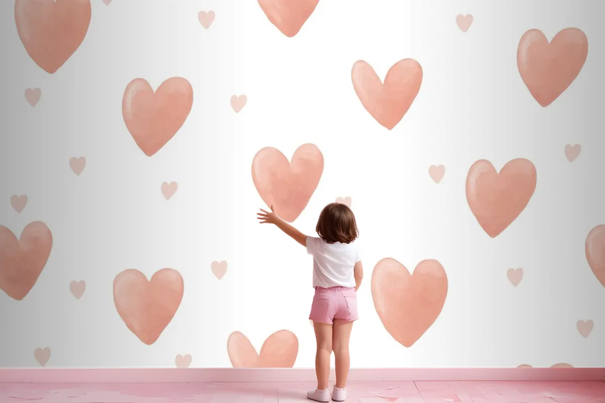 Heart Background Cute Watercolor Wallpaper Mural