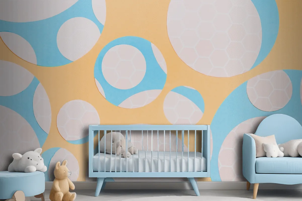 Honeycomb Pattern On Circle Shape Over The Yellow Wallpaper Mural