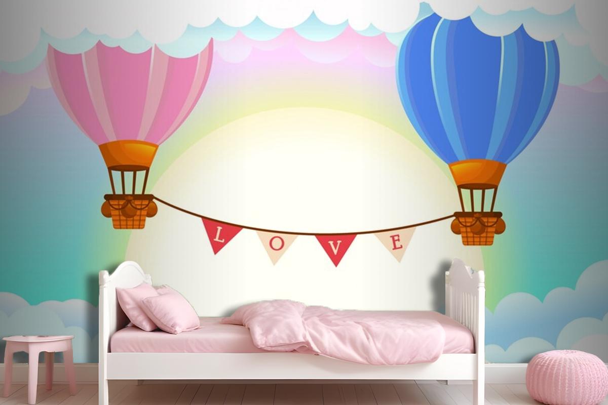 Hot Air Balloons Girl Wallpaper Mural