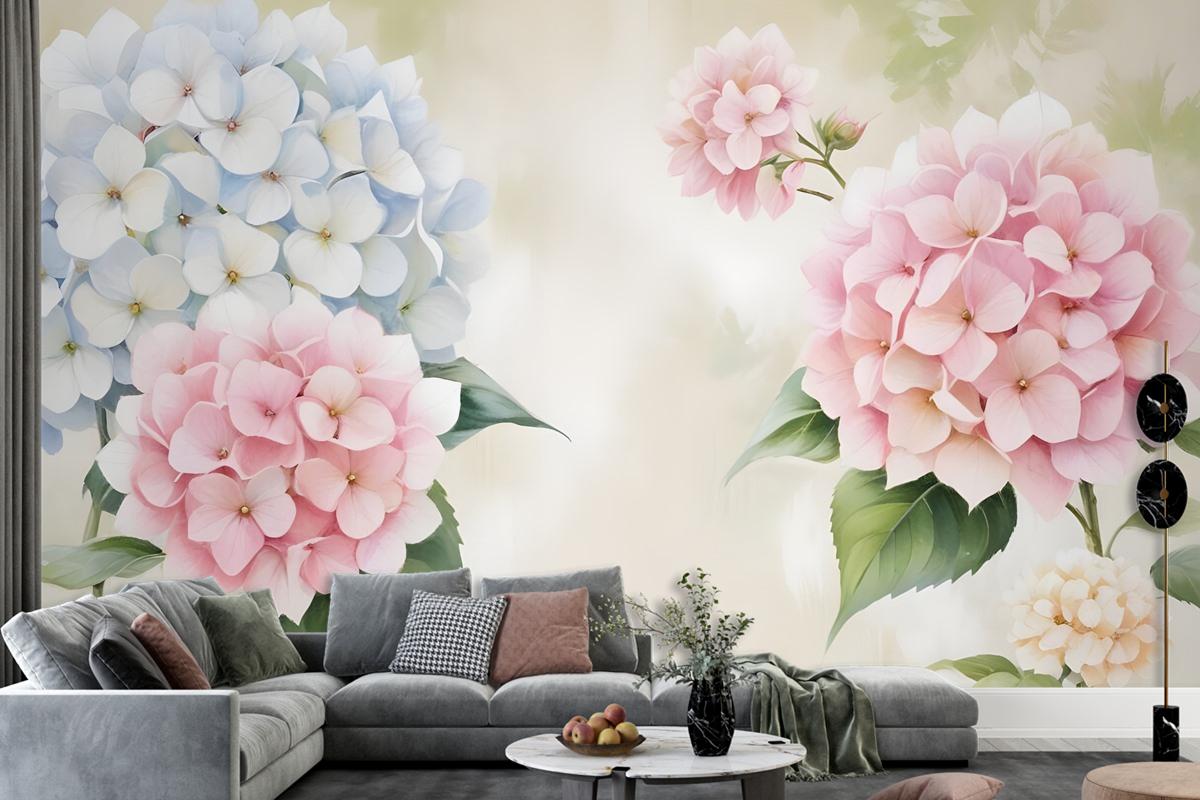 Hydrangea Floral Art Wallpaper Mural