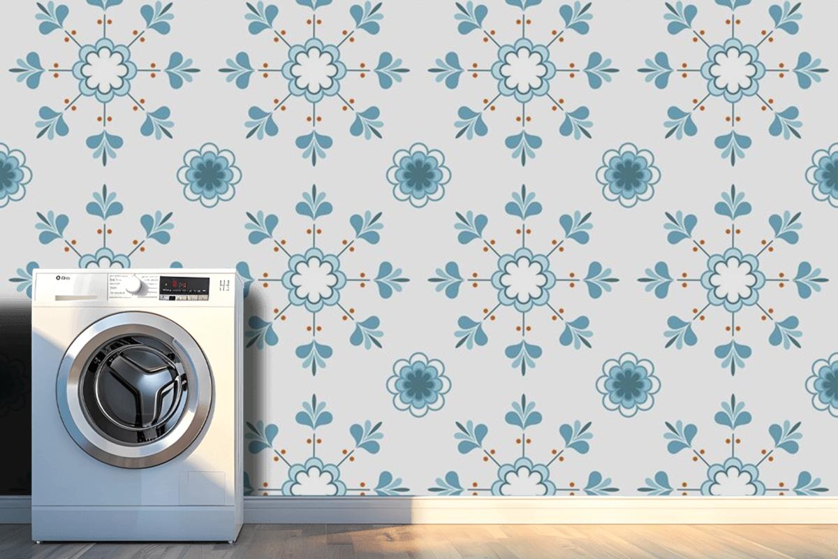 Tiles Textured Pattern Design Laundry Room Wallpaper Mural