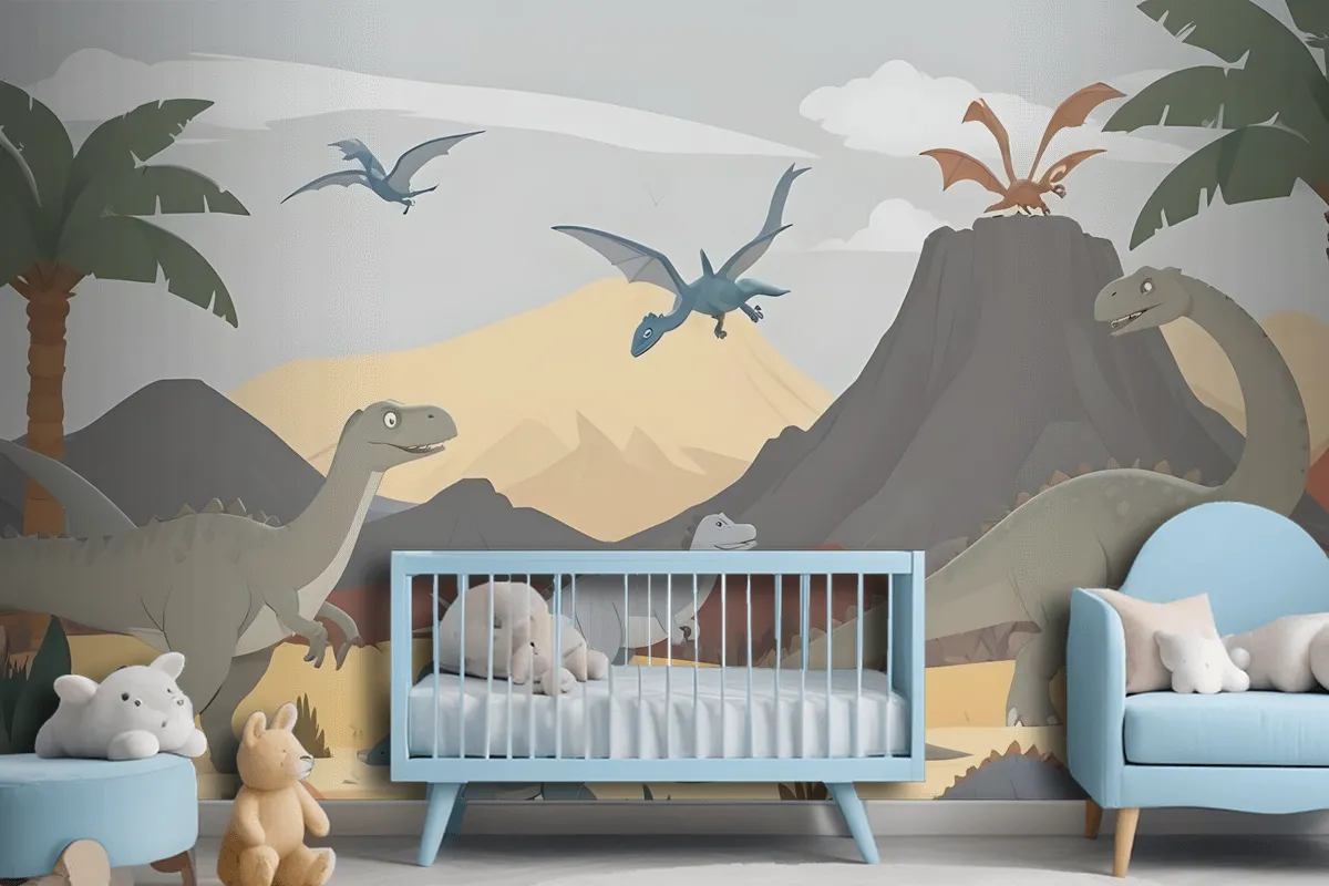 Kids Soft Dinosaurs Wallpaper Mural