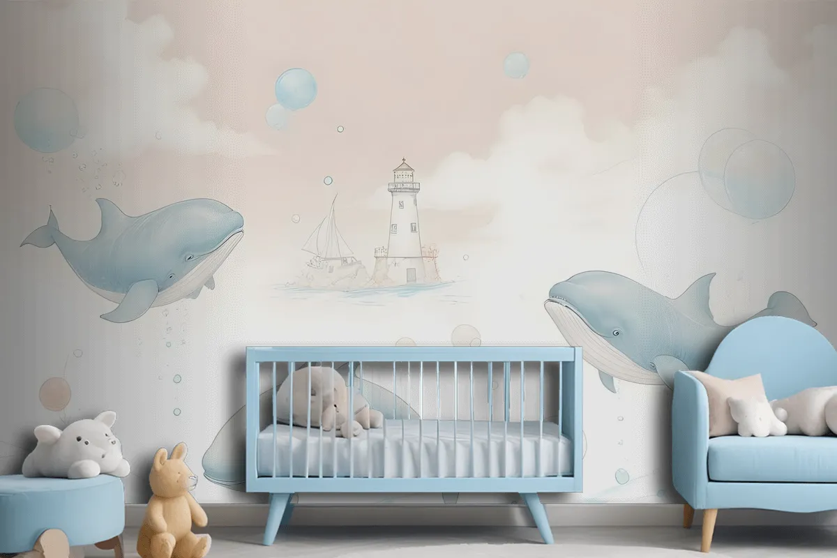 Kids Soft Whale Undersea Life Wallpaper Mural