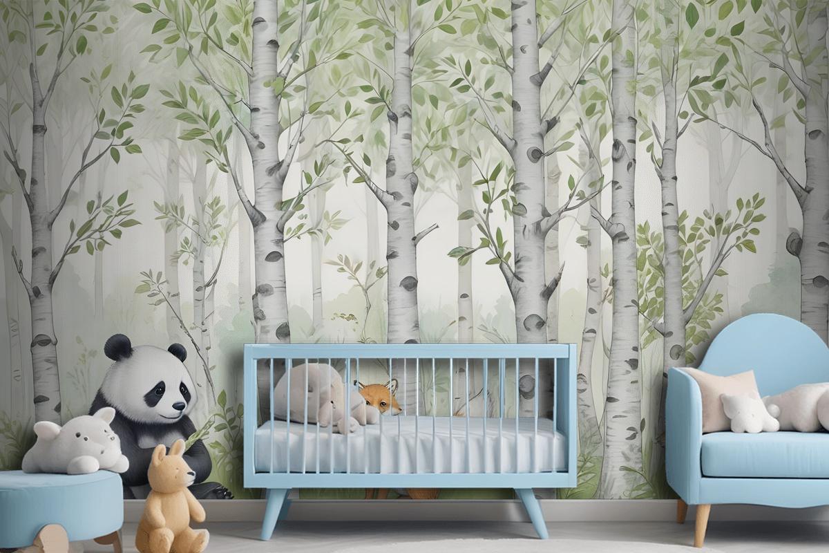 Kids Woodland Animals In The Forest Wallpaper Mural