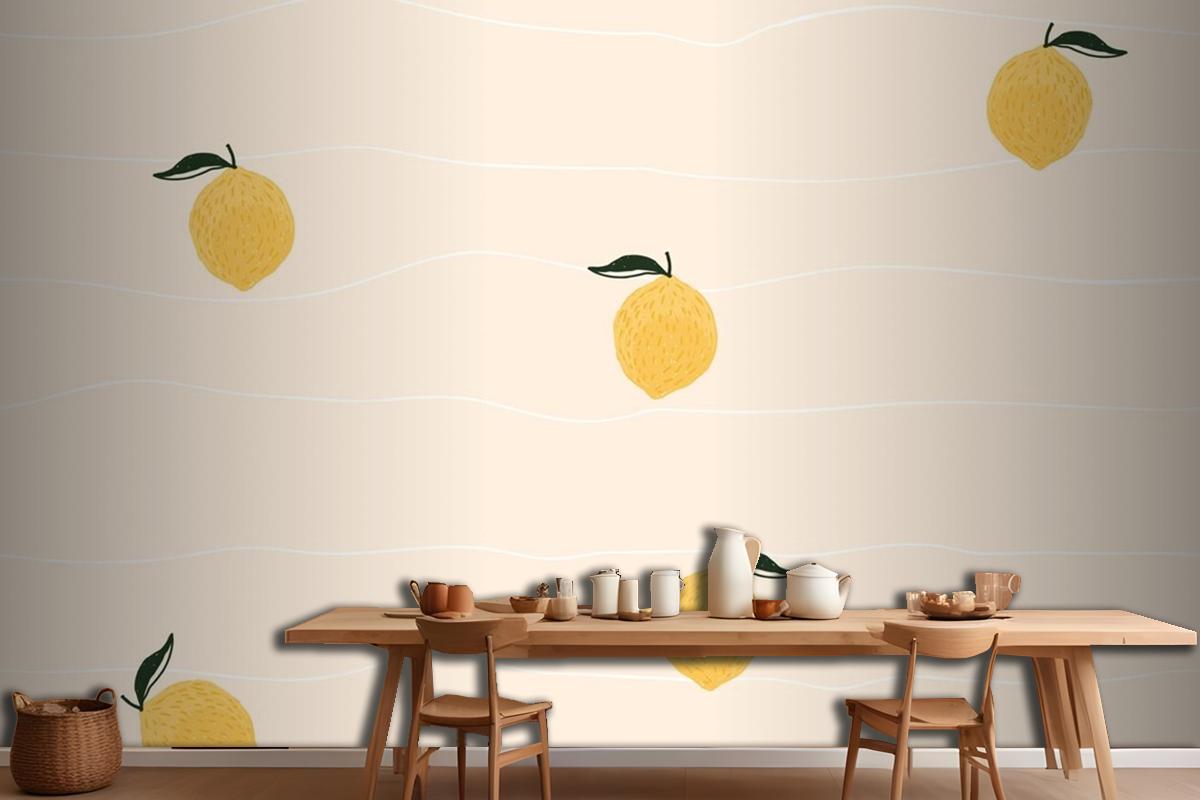 Lemon Background Kitchen Wallpaper Mural