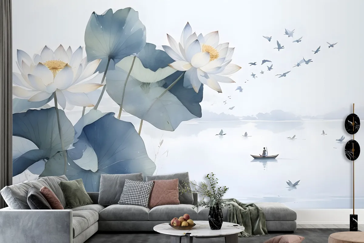 Lotus Floral Art Wallpaper Mural