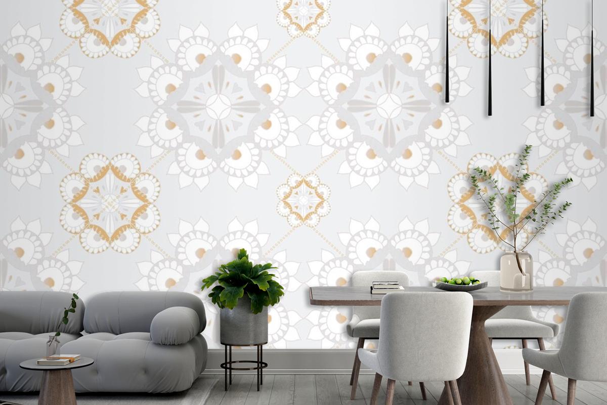 Mandala Gray Indian Pattern Floral Background Wallpaper Mural