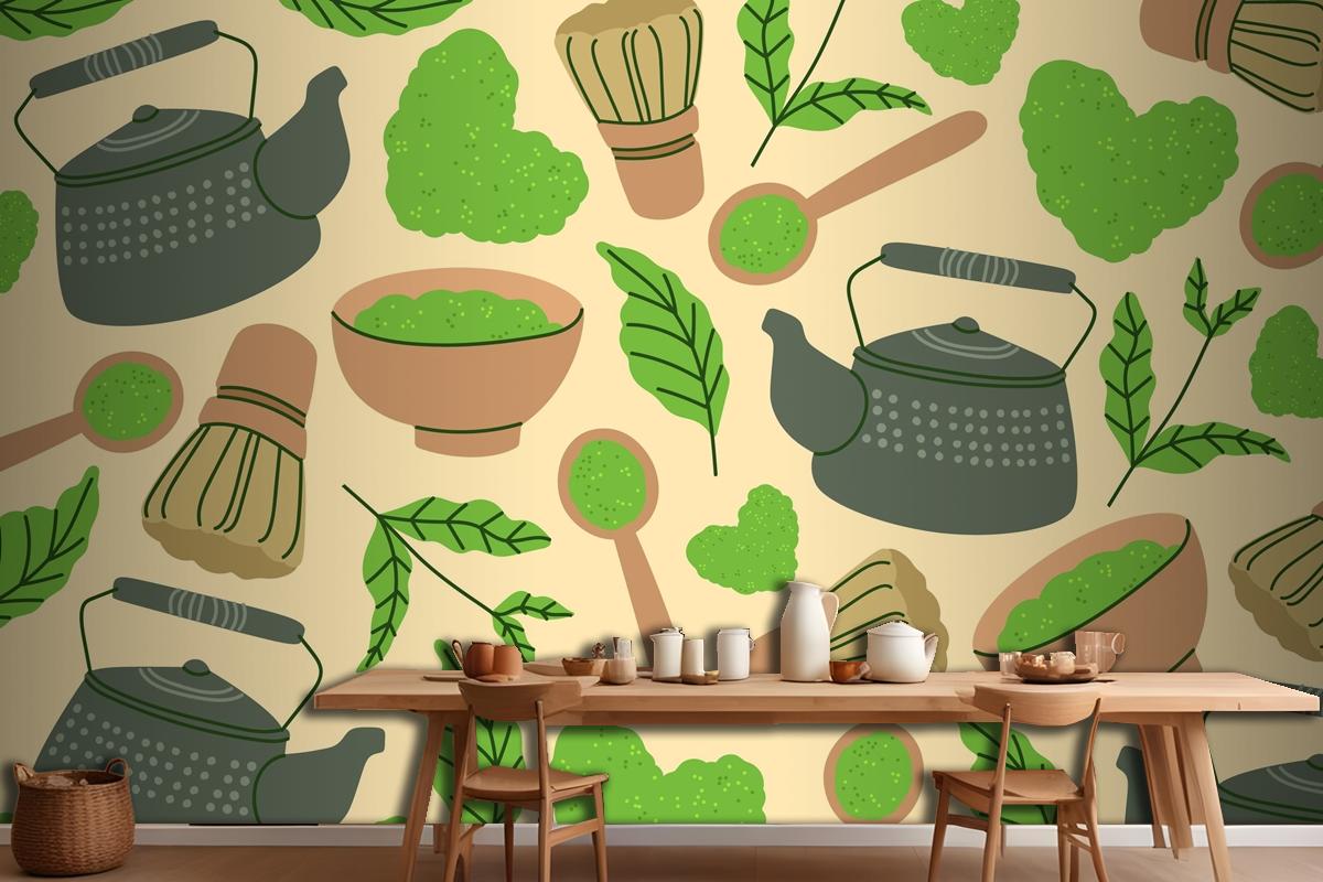 Matcha Tea Kitchen Wallpaper Mural