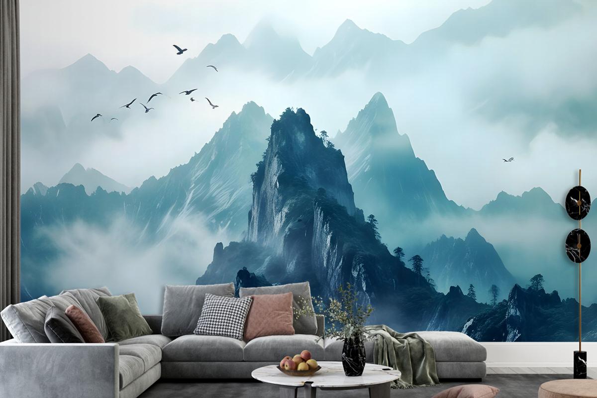 Misty Mountain Landscape Wallpaper Mural