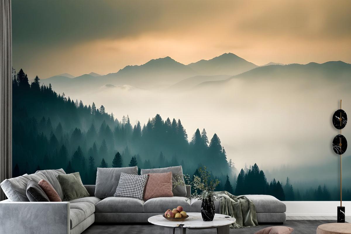 Misty Mountain View Wallpaper Mural