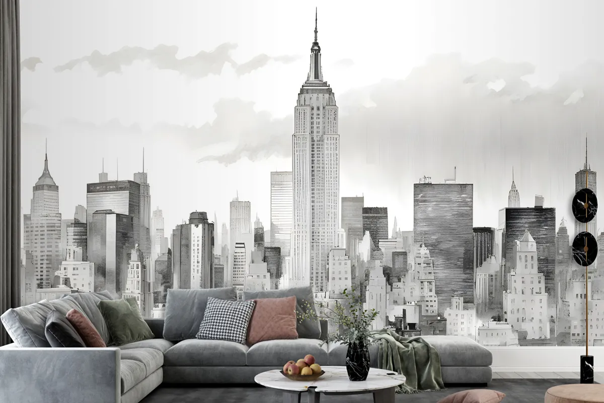 Monochrome Charcoal New York City Wallpaper Mural